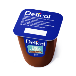 Pot de complément nutritionnel oral Delical La Crème Dessert, sans lactose, saveur chocolat, 200 g.